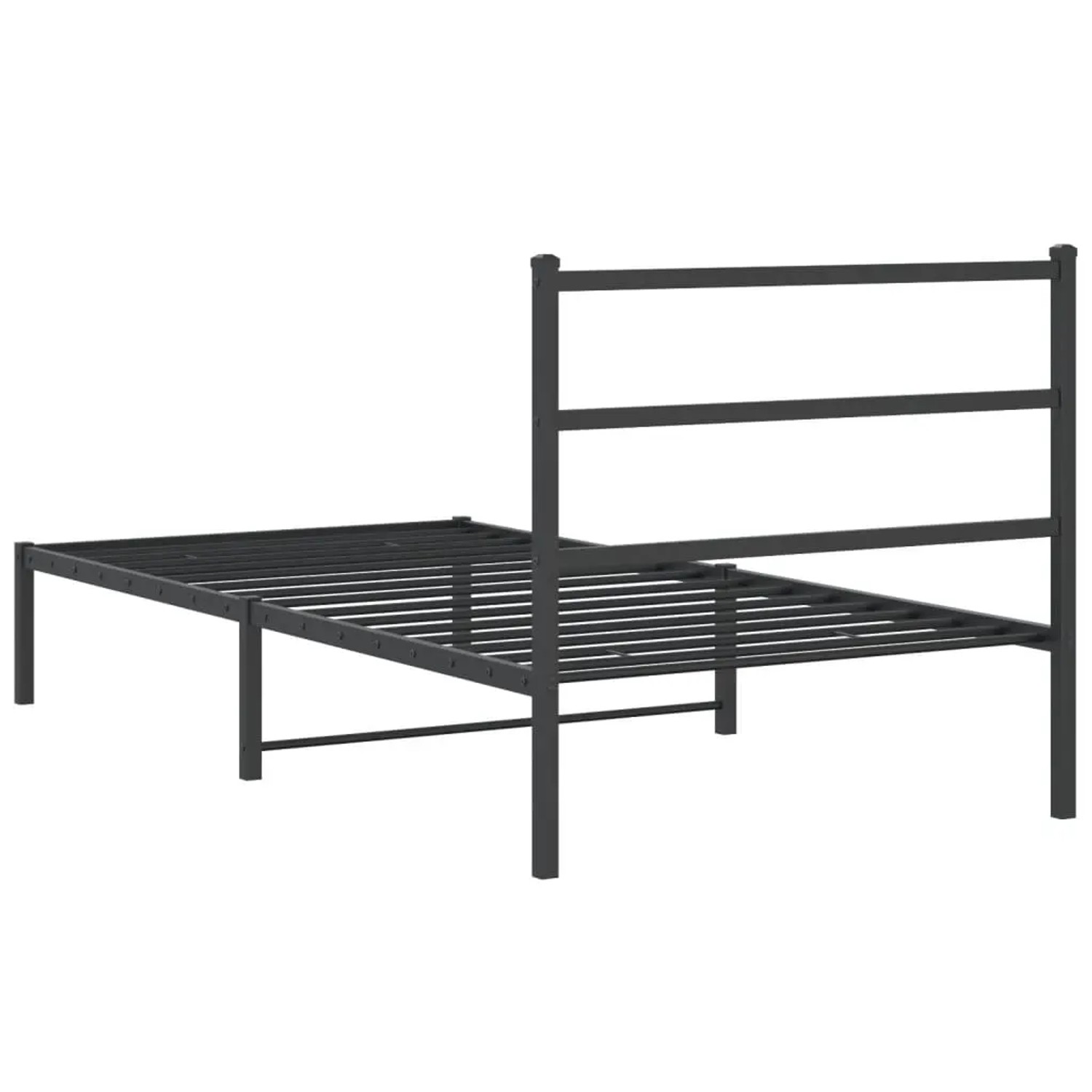 Schwarzes Metall Bettgestell 107x203 cm mit Kopfteil von vidaXL.
