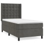 Dunkelgraues Boxspringbett 80x200 cm mit Samtbezug, Matratze und Kopfteil.