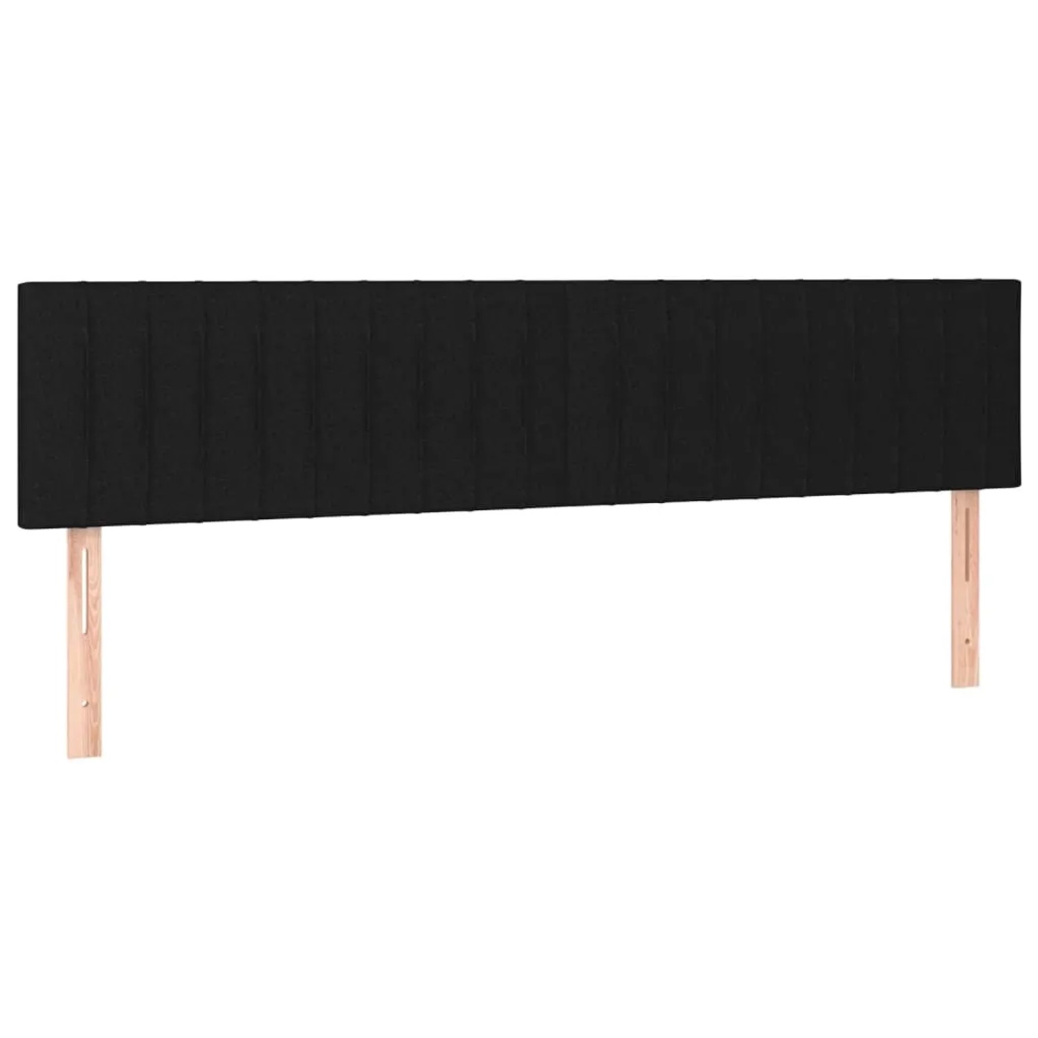 Schwarzes vidaXL Boxspringbett Kopfteil mit Stoffbezug und Holzfüßen.