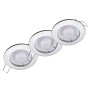 3er Set LED Einbaustrahler Sedan mit warmweißem Licht in Chromoptik für die Deckenmontage.