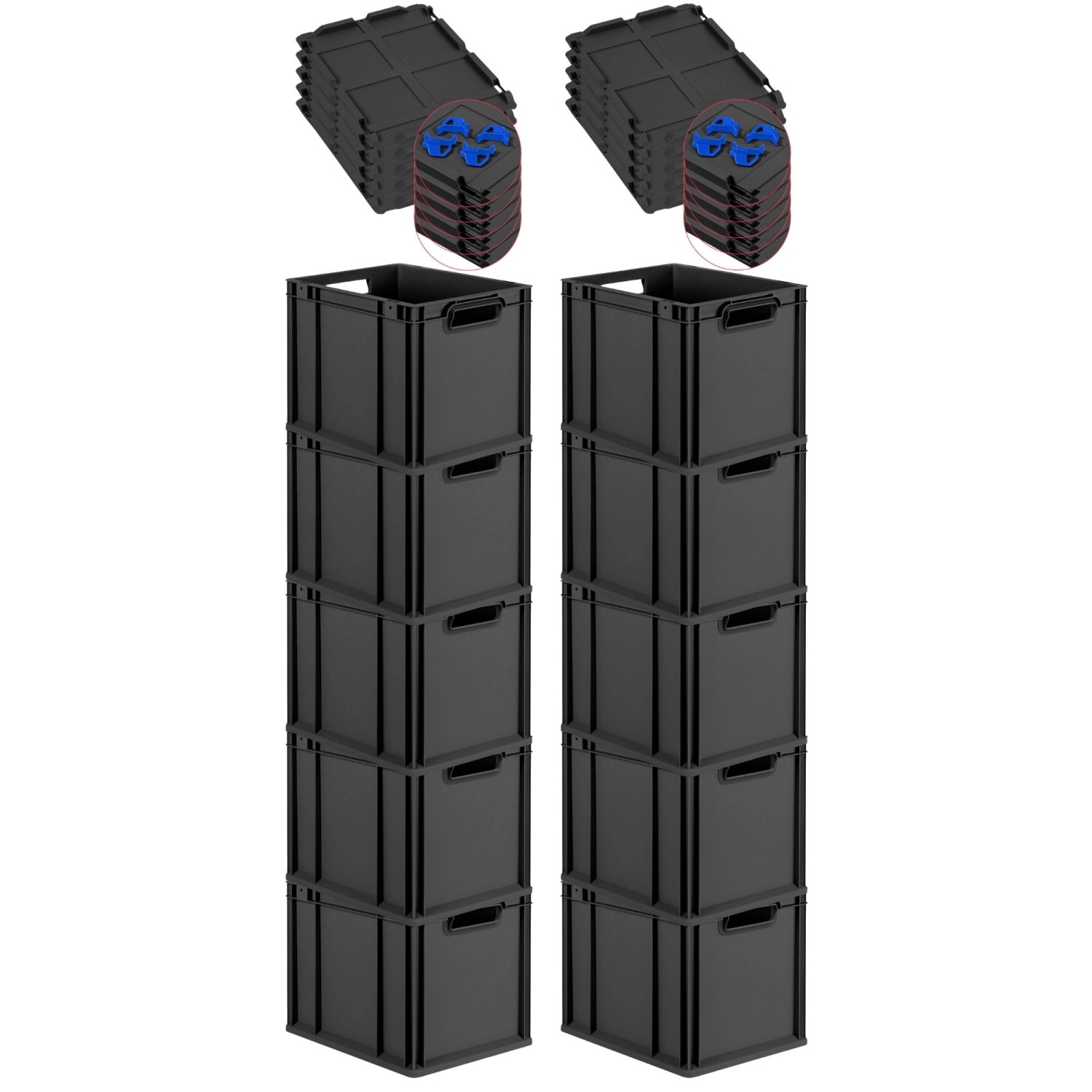 PROREGAL SparSet 10x Eurobox Nextgen Grip Mit Auflagedeckel Und Blauen Vers günstig online kaufen
