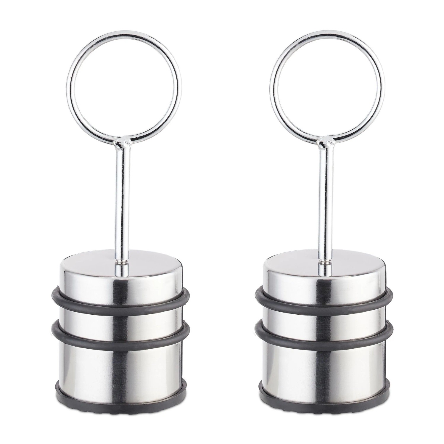 Relaxdays Türstopper Edelstahl Silber Schwer mit Griff 2er Set 20 cm x 7 cm 1,2 kg