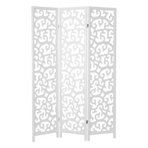 Homestyle4u 3-tlg. Paravent in Weiß 130x175 cm 895