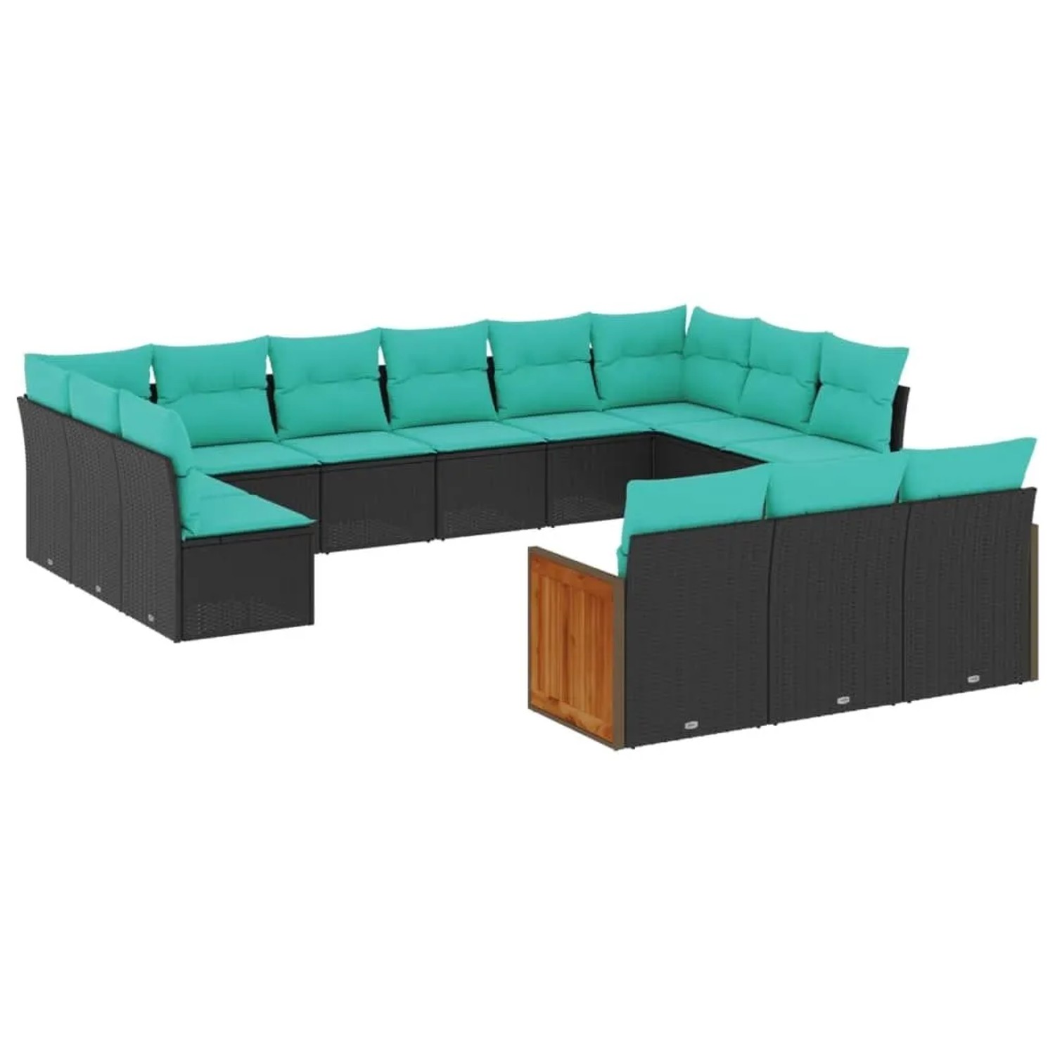 vidaXL 13-Tlg Gartensofa-Set mit Kissen Schwarz Polyrattan 3228136 günstig online kaufen