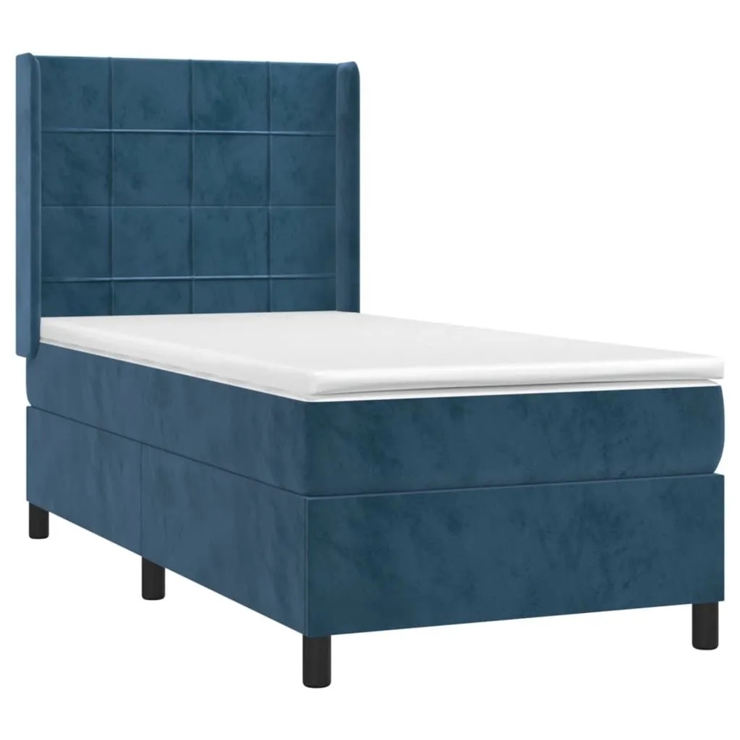 vidaXL Boxspringbett mit Matratze & LED Dunkelblau 80x200 cm Samt 3139533