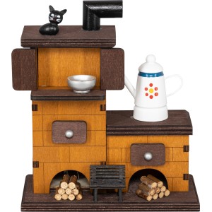 HGD Räucherofen aus Holz mit Kanne, 14,5x7,5x17cm, Weihnachtsdekoration.