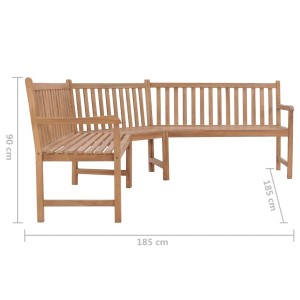 VidaXL Garten-Eckbank aus Teakholz, 185x185x90 cm, ideal für den Garten.