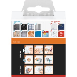 Verpackung Tesa Handtuchhaken Luup verchromt: Montageanleitung und Anwendungsbereiche.