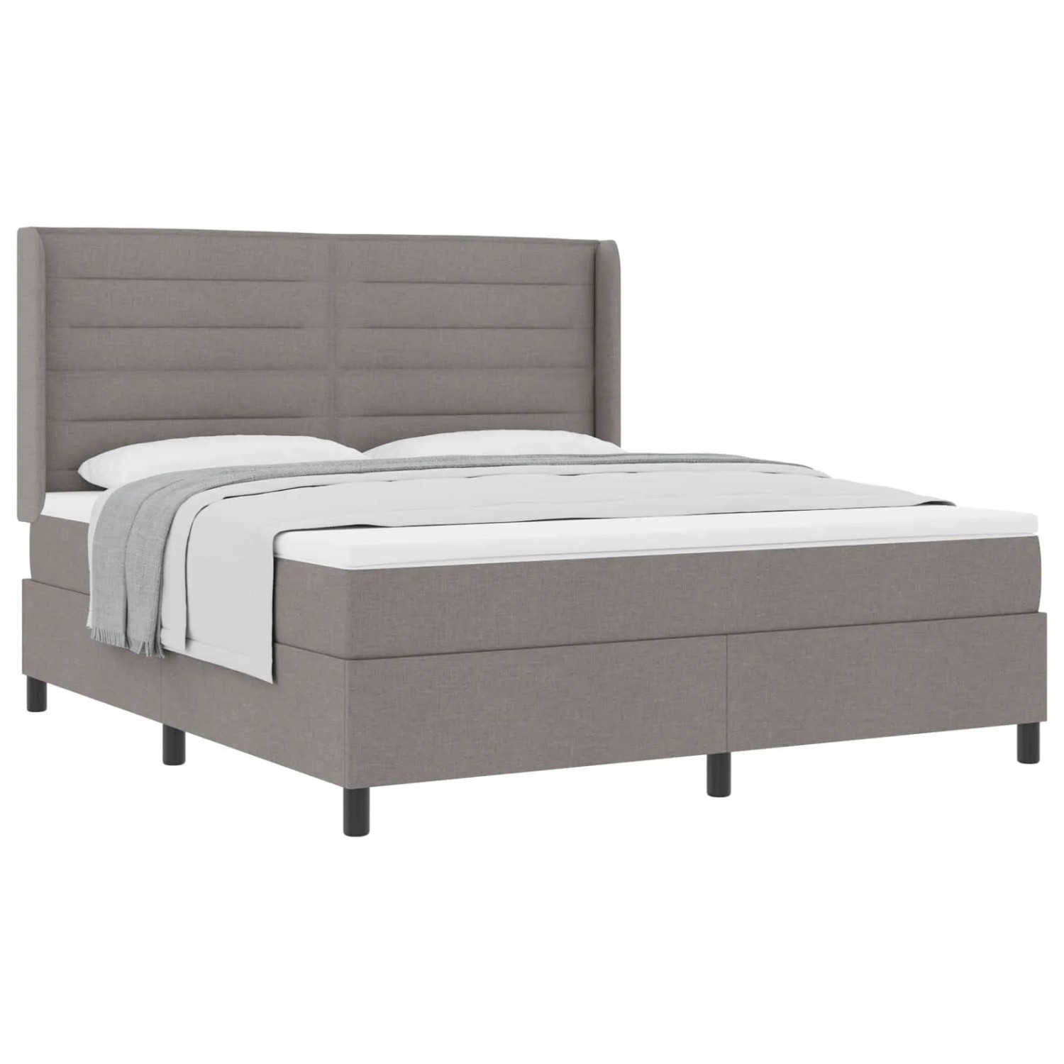 vidaXL Boxspringbett mit Matratze Taupe 180 x 200 cm Stoff 3341599