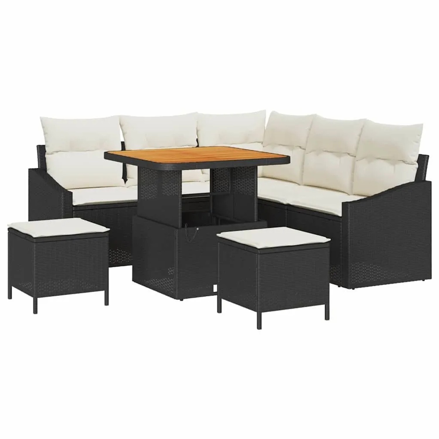 vidaXL Gartensofa-Set mit Kissen 8 Stk Schwarz Poly Rattan 3364600 günstig online kaufen