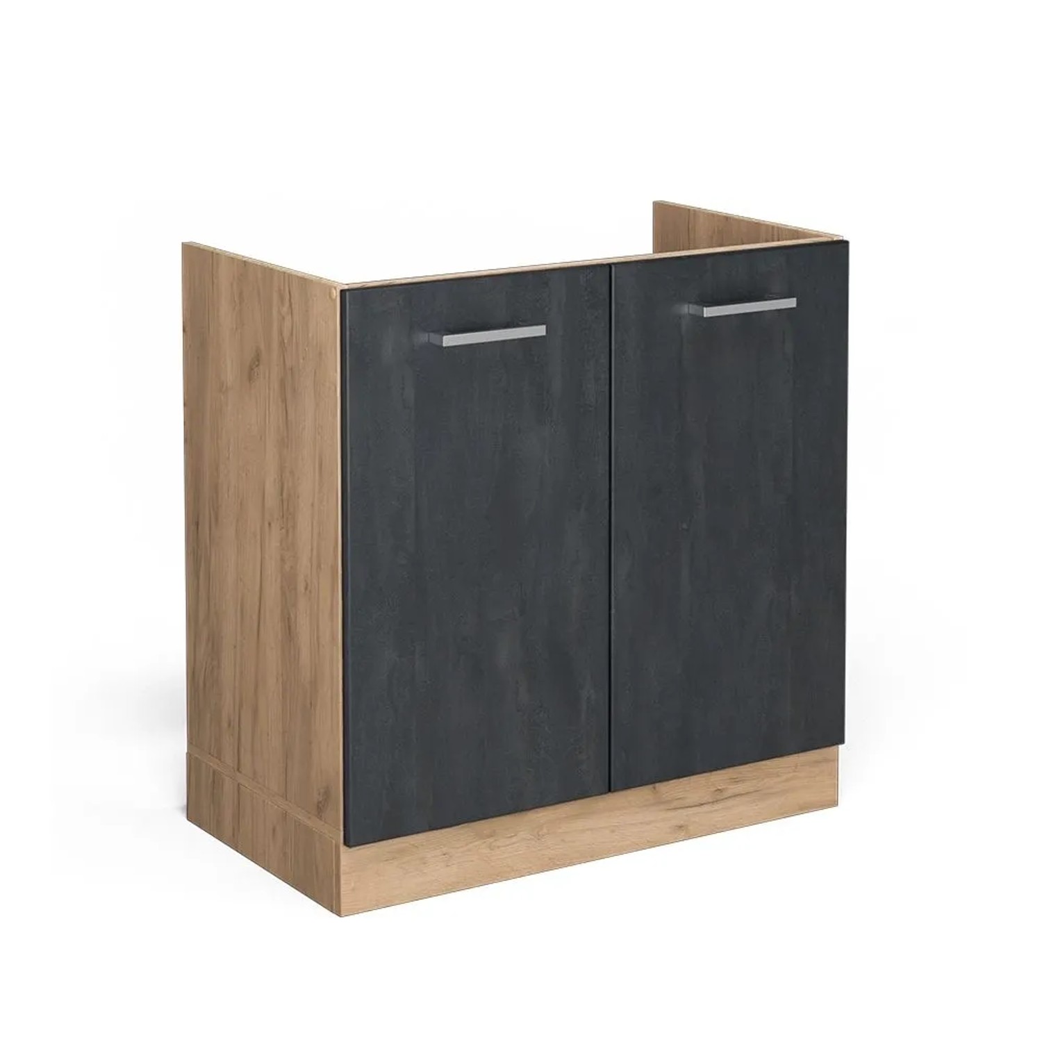 Vicco Spülenunterschrank R-Line Schwarz Beton Goldkraft Eiche 80 cm ohne Arbeitsplatte