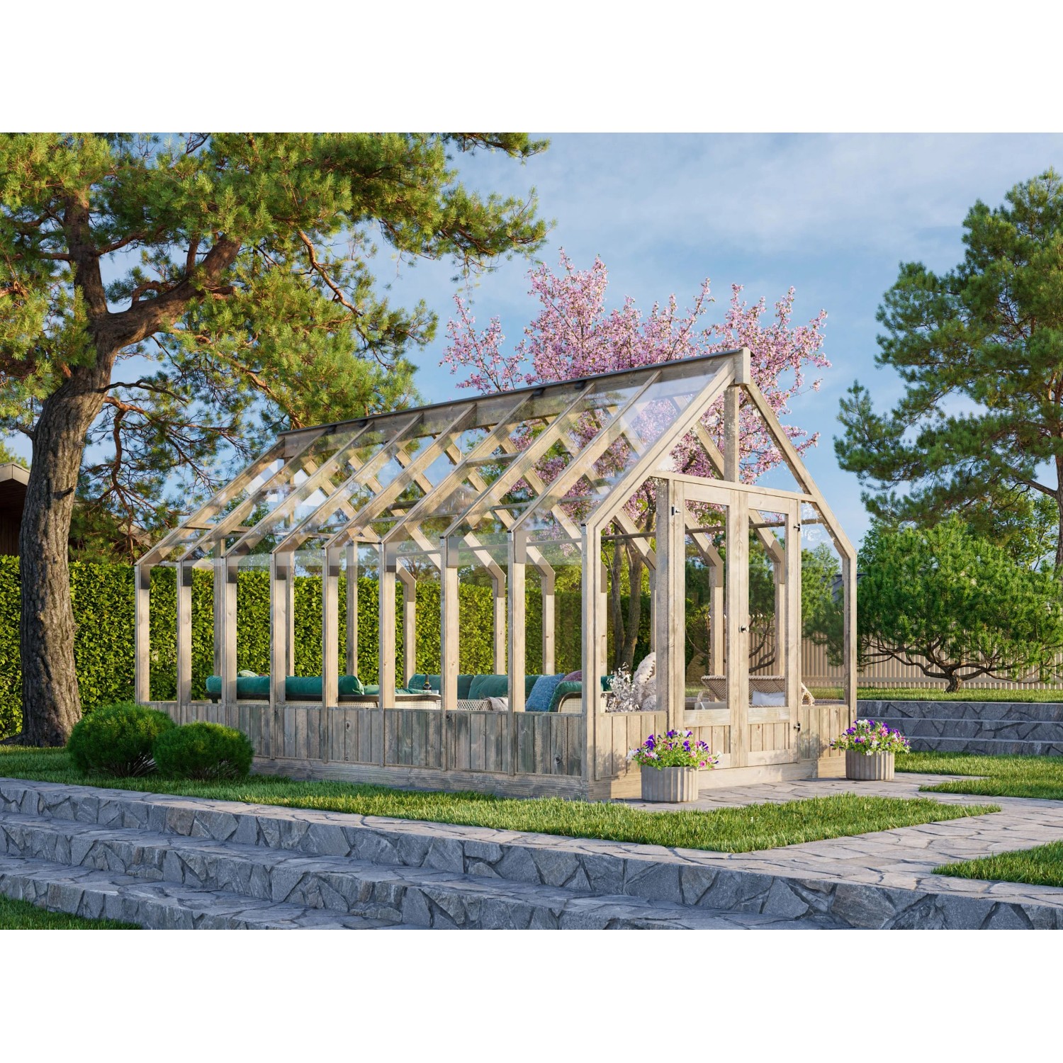 Palmako Gewächshaus Emilia 13 Grau 13,8 m²