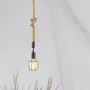 Schwarze Fischer & Honsel Pendelleuchte Rope mit Hanfseil und E27 Fassung.