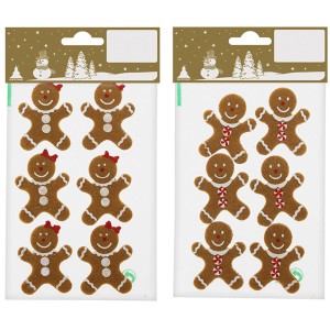 Filzornamente als Lebkuchenmänner, 6 Stück, 2 Designs zur Wahl, mit Klebepunkten für Weihnachtsdeko.
