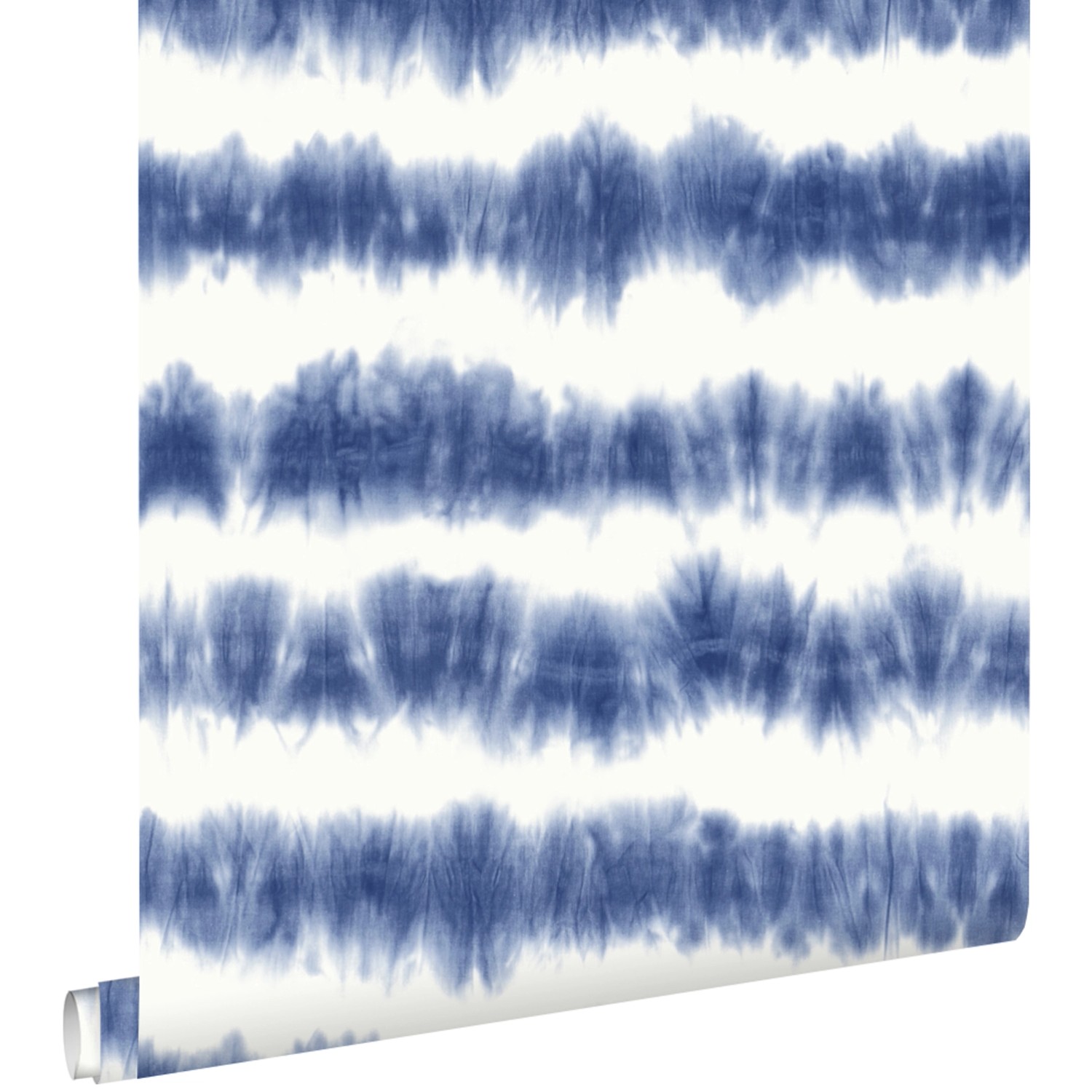 ESTAhome Tapete Horizontale Tie Dye Shibori Streifen Indigoblau Und Weiß 53 günstig online kaufen