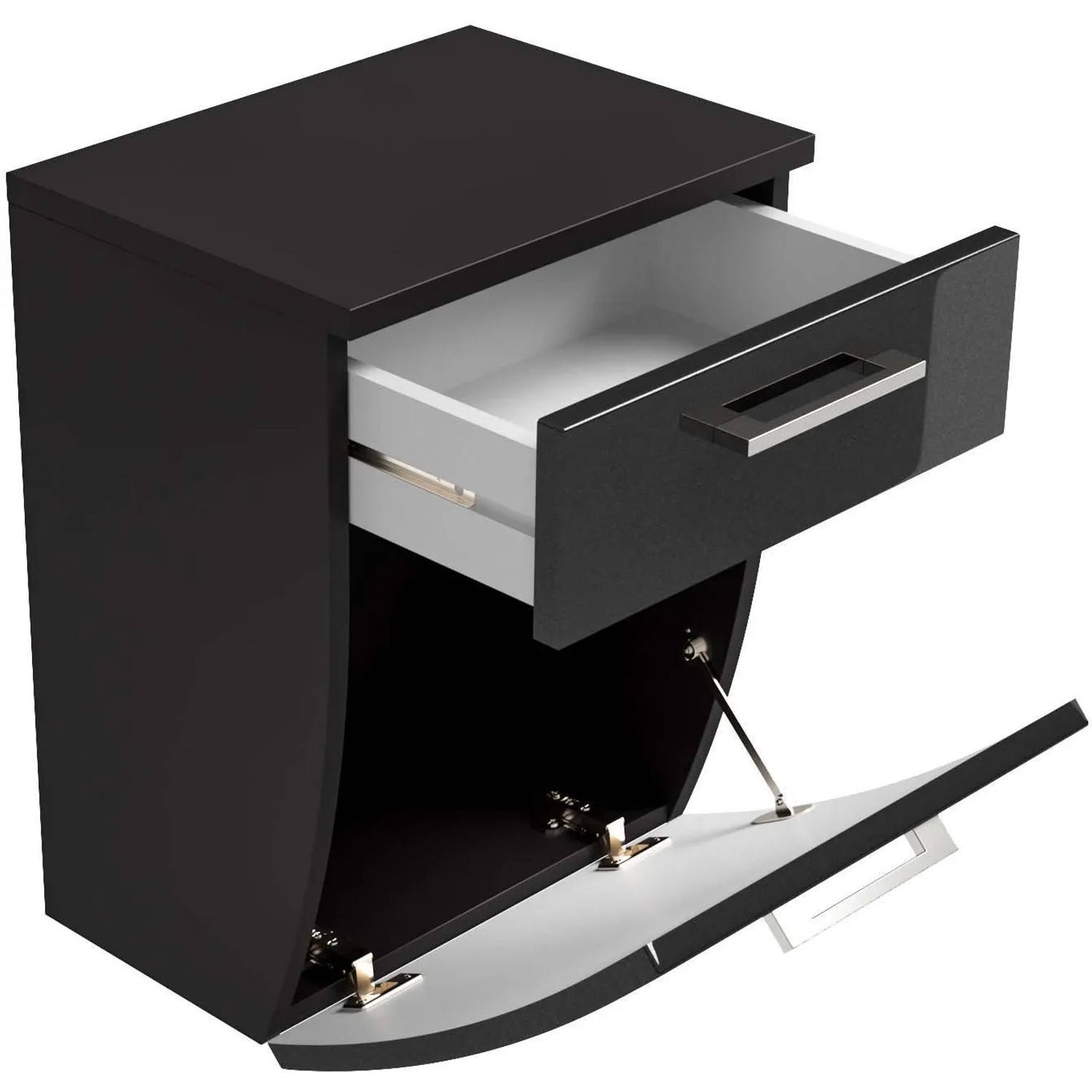Posseik Bad-Hängeschrank Rima, anthrazit, 40 cm breit, mit Schublade und offener Tür.