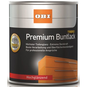Dose OBI Premium Buntlack Tribrid, reinweiß, hochglänzend. Buntlack für Holz, Metall & PVC.