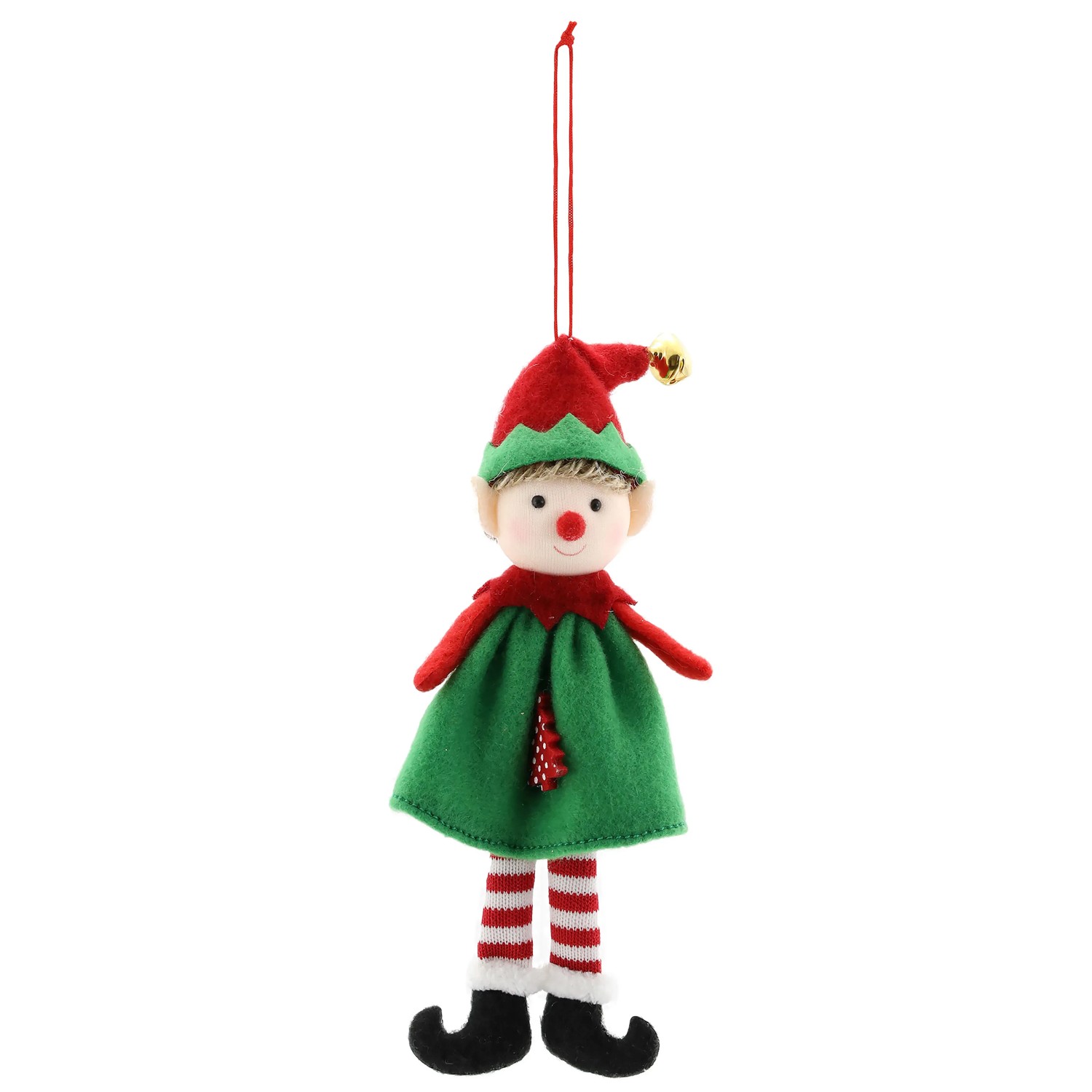 Weihnachts-Deko Elfenjunge zum Hängen 9 cm x 3,5 cm x 19 cm Grün-Rot