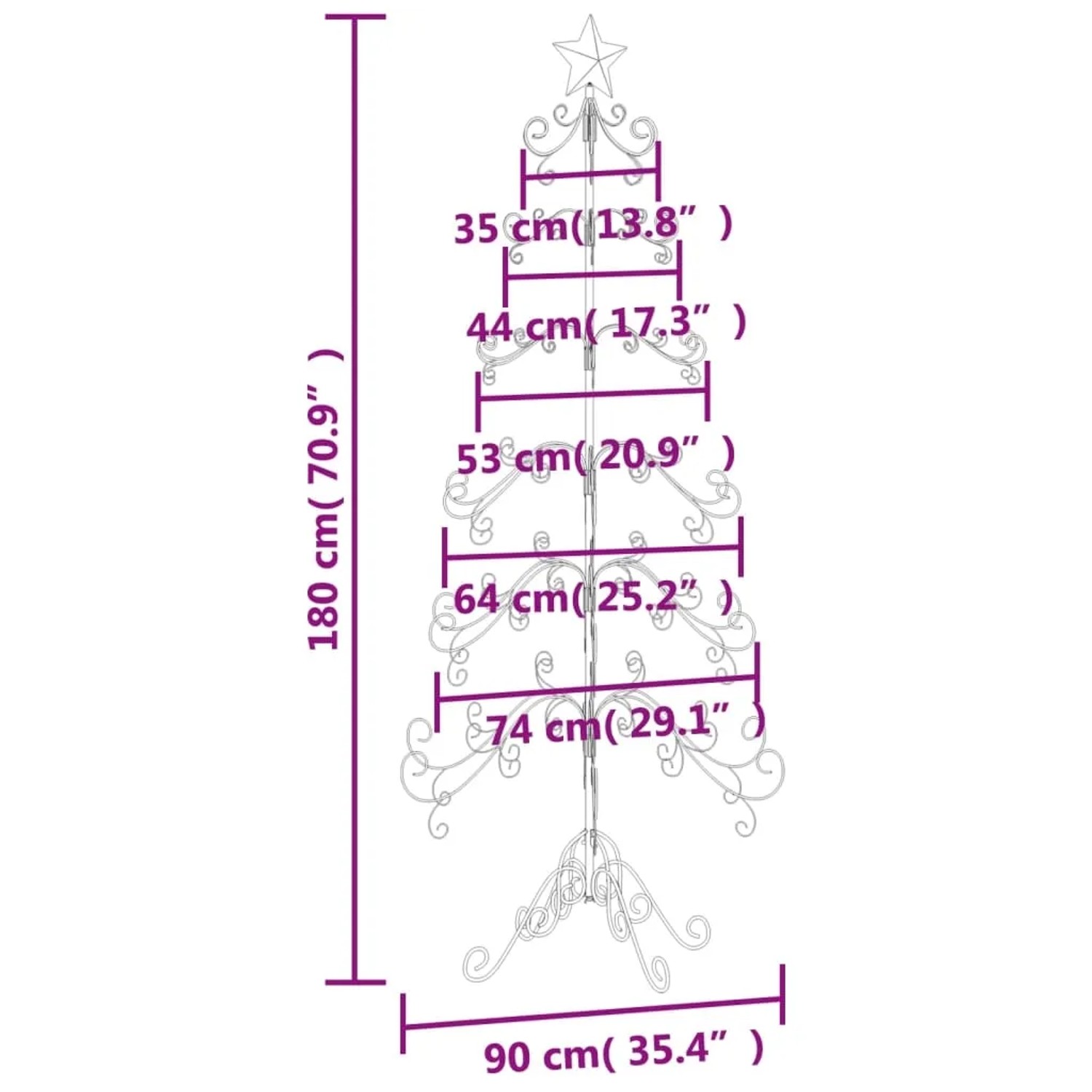 vidaXL Weihnachtsbaum Metall Schwarz 180 cm kaufen bei OBI