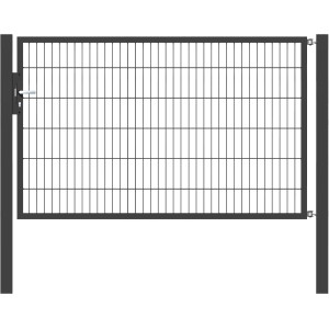 Anthrazitfarbenes Metallzaun-Einzeltor mit Doppelstabmatte zum Einbetonieren, 120x200 cm.