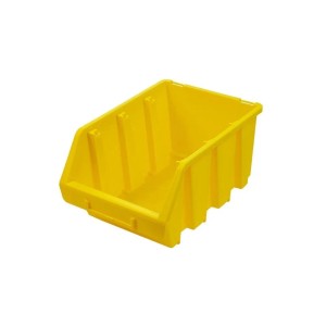 Gelbe PROREGAL Sichtlagerbox aus Polypropylen, 12,6x17x24 cm, für Aufbewahrungssysteme.
