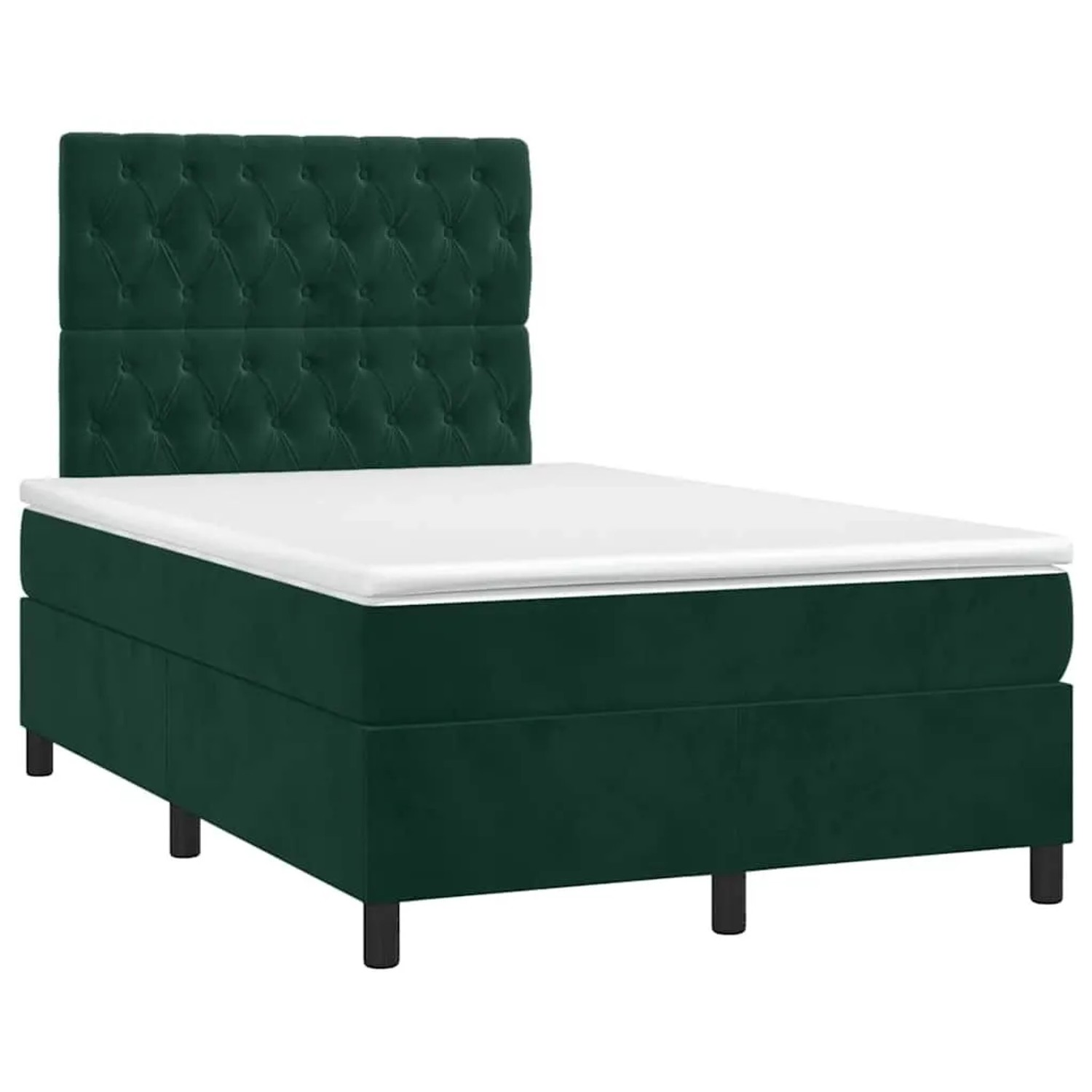 Thumbnail - vidaXL Boxspringbett mit Matratze Dunkelgrün 120x190 cm Samt 3270016