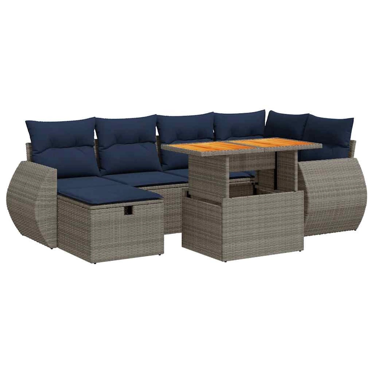 vidaXL 7-Tlg Garten-Sofagarnitur mit Kissen Braun Poly Rattan Akazie 332806 günstig online kaufen
