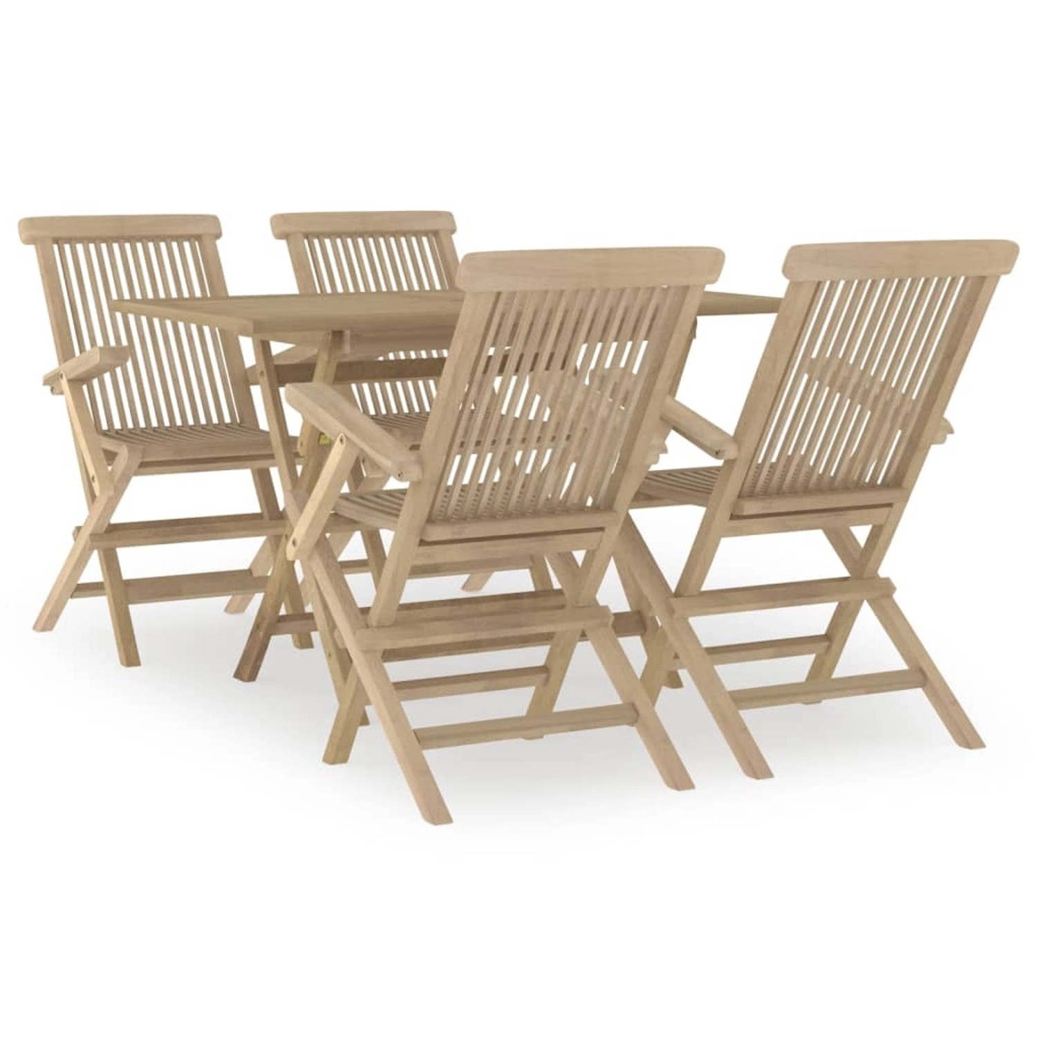 Vidaxl 5-tlg. Garten-essgruppe Grau Massivholz Teak günstig online kaufen