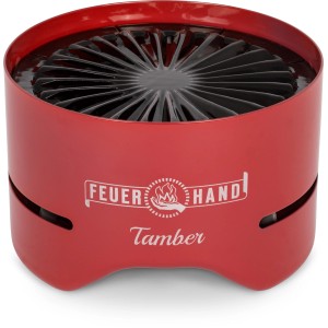 Feuerhand Tischgrill Tamber, rubinrot, Ø 20 cm. Kompakter Holzkohlegrill für den Tisch.
