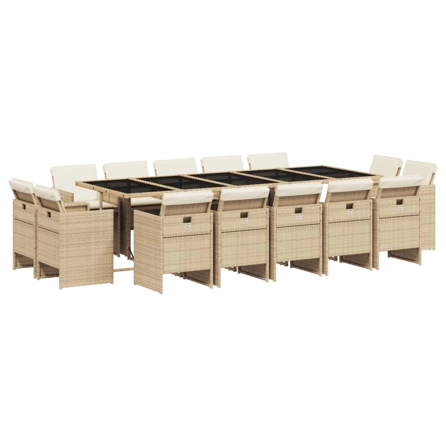 vidaXL 15-Tlg Garten-Essgruppe mit Kissen Beige Poly Rattan 3210694 günstig online kaufen