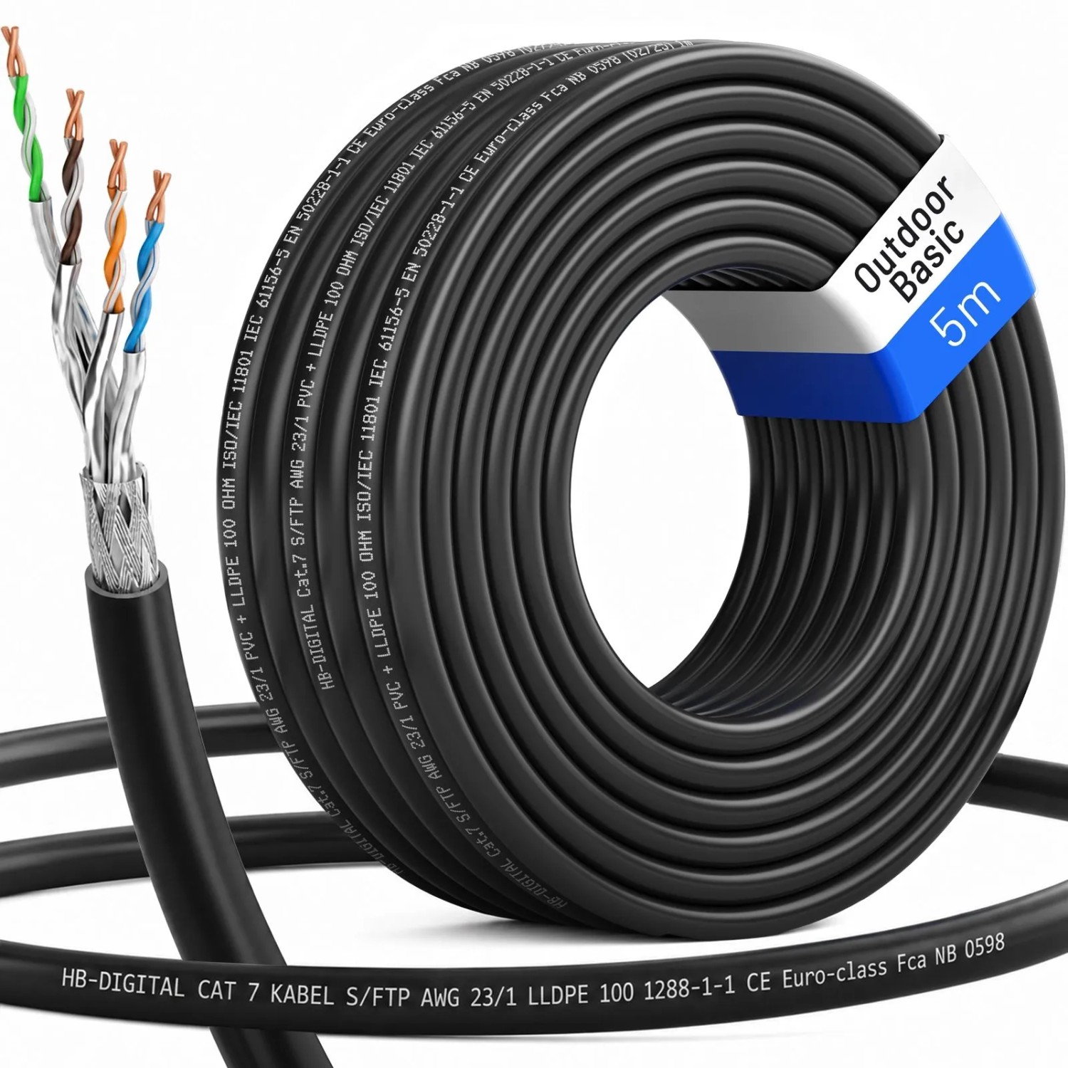 hb-digital CAT 7 Kabel Outdoor Basic Simplex 5m AWG23 S/FTP LLDPE