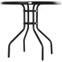 Schwarzer Outsunny Gartentisch rund mit Schirmloch und Glasplatte.