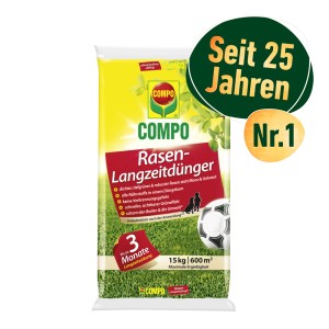 Compo Rasen-Langzeitdünger, 15kg Sack für dichten, grünen Rasen. Spezialdünger mit Langzeitwirkung.