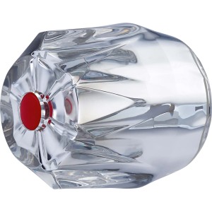 Diamantgriff 26 mm, Acryl, verspiegelt, mit roter Markierung für Warmwasser.