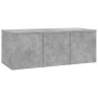 VidaXL TV-Schrank, Betongrau, 80x34x30 cm, Holzwerkstoff mit 3 Schubladen.