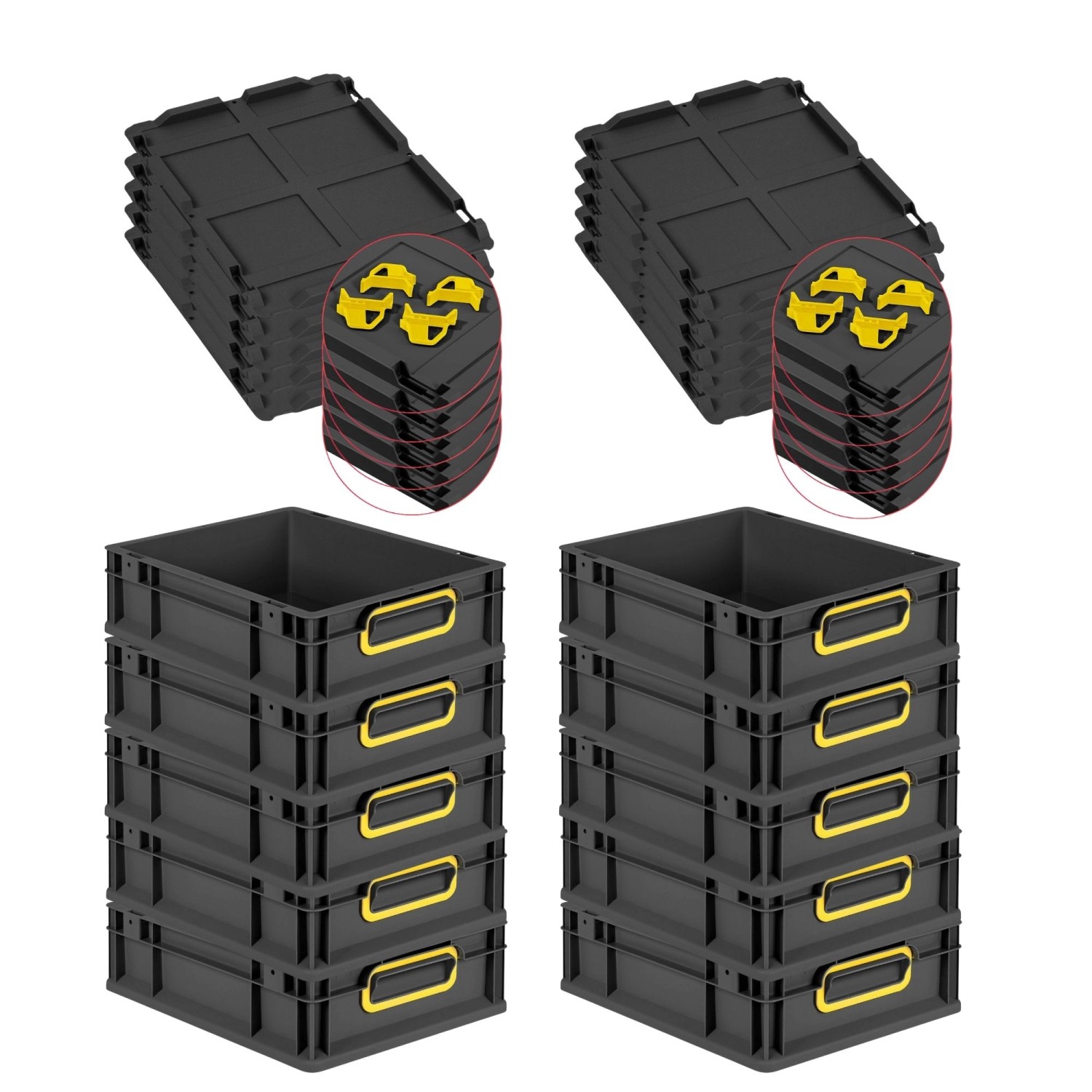 PROREGAL SparSet 10x Eurobox Nextgen Color Mit Auflagedeckel HxBxT 12x30x40 günstig online kaufen