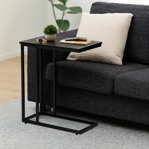 Relaxdays Beistelltisch Stahl MDF Schwarz Rollbar 79 cm x 60 cm x 30 cm 4,5 kg