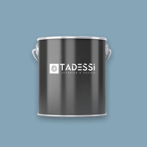Dunkelgrauer Tadessi Wandfarbe Eimer 5l mit weißem Logo, für matte Dispersionsfarbe Creme Eierschale.