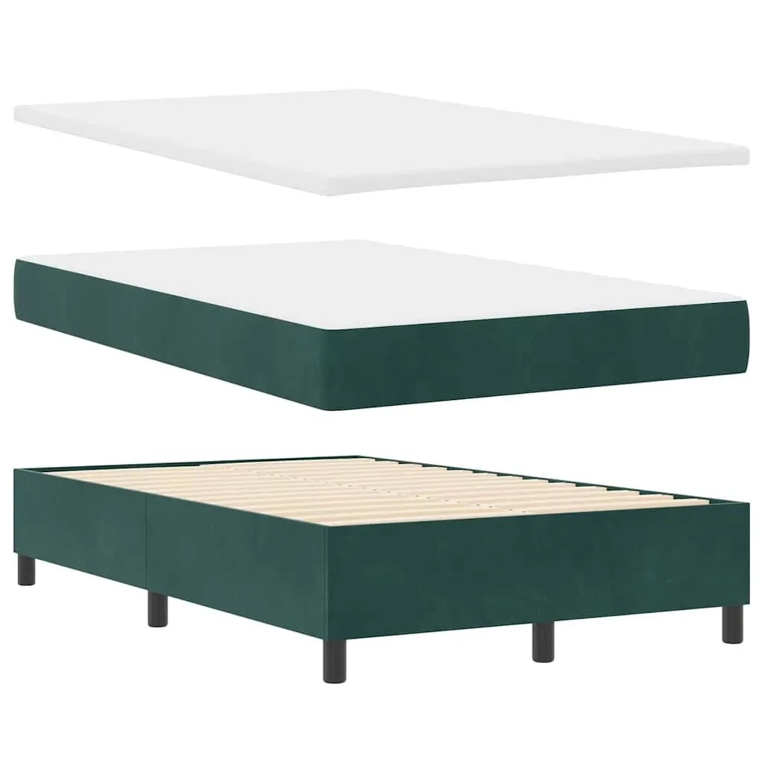 vidaXL Boxspringbett mit Matratze Dunkelgrün 120 x 190 cm Samt 3344435 günstig online kaufen