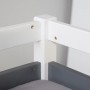 Detailansicht: Weißes Homestyle4u Hochbett mit grauen Akzenten, Eckverbindung.