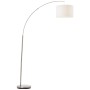 Brilliant Bogenlampe Clarie, Eisen-Weiß mit Textilschirm. Elegante Stehleuchte für Wohnzimmer.