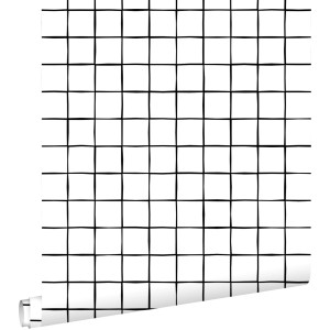 ESTAhome Tapete mit Karomuster in Schwarz-Weiß, 50x900cm, für dekorative Wandgestaltung.