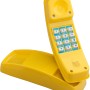 Gelbes SwingKing Telefon für Gartenspielgeräte mit Tasten und Befestigung.