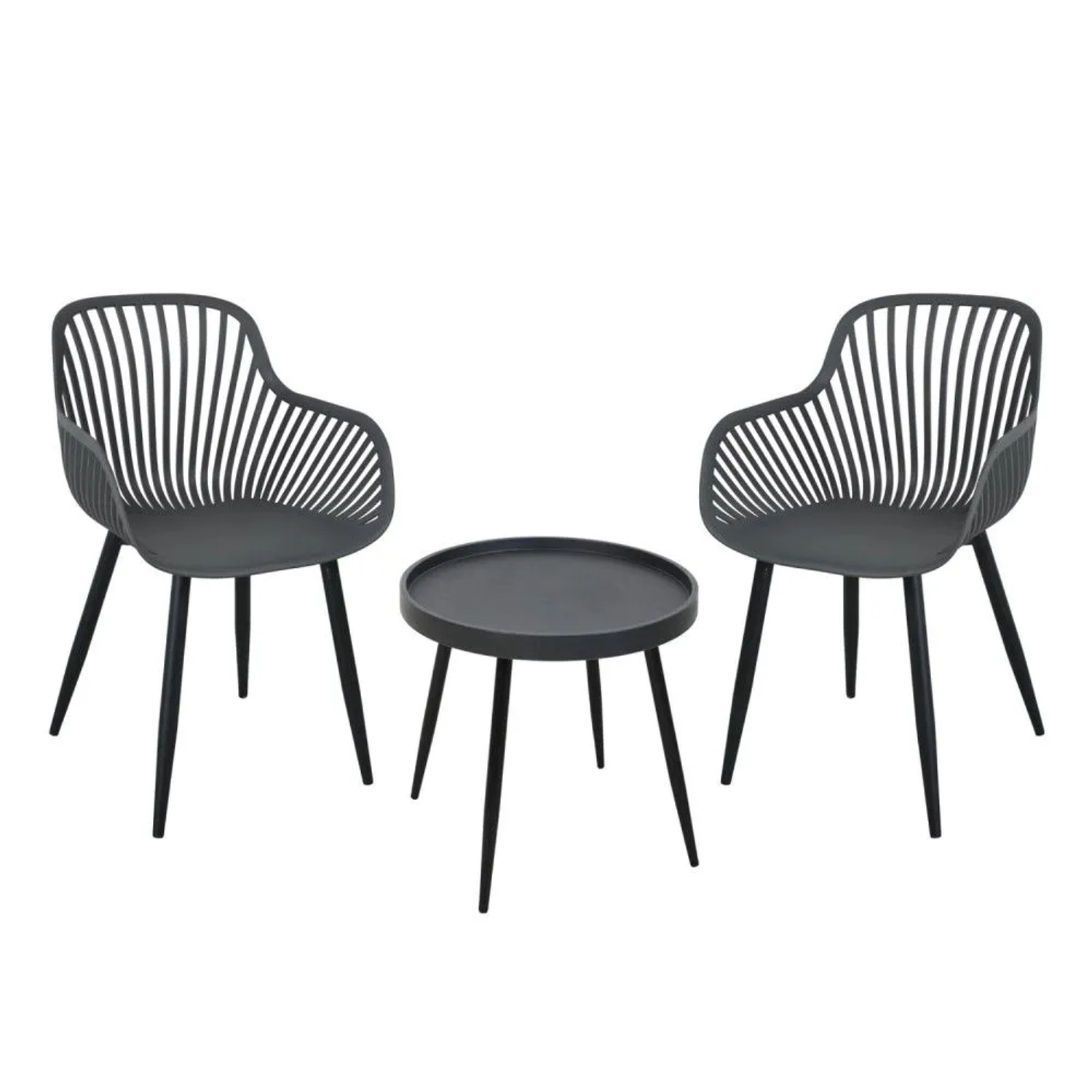 Svita Philly Sitzgruppe Balkonmöbel Set 3 teilig Grau/Schwarz