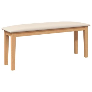 vidaXL Bank, 110 cm, aus Gummibaumholz mit hellem Polster. Sitzbank für Esszimmer oder Flur.