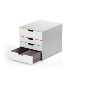Durable Schubladenbox A4 mit 4 Fächern in Mehrfarbig. Büro Organizer für Dokumente.