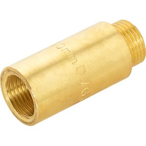 Hahnverlängerung aus Messing, 50 mm, mit Innen- und Außengewinde für Gewindefittings.