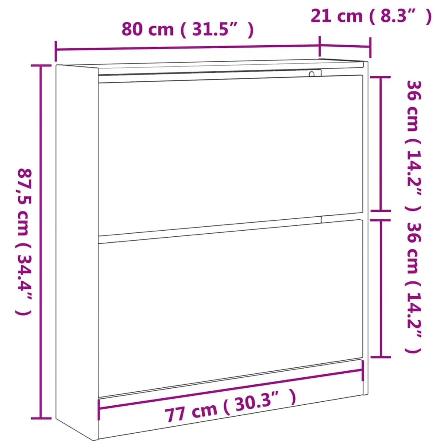 vidaXL Schuhschrank, Betongrau, 80x21x87,5 cm, aus Holzwerkstoff.