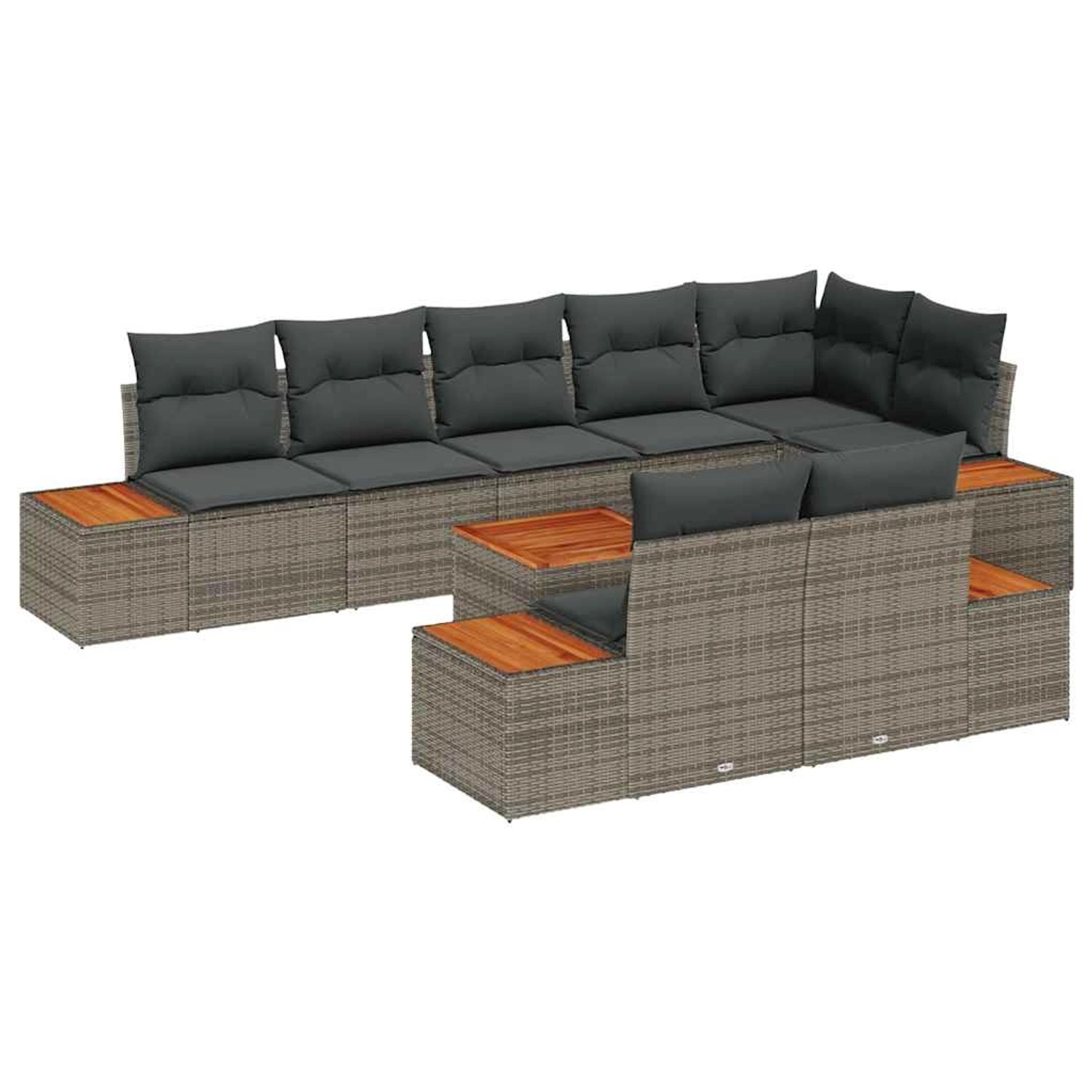 vidaXL Garten-Sofa-Set mit Kissen 9-Tlg Grau Poly Rattan 3348115 günstig online kaufen