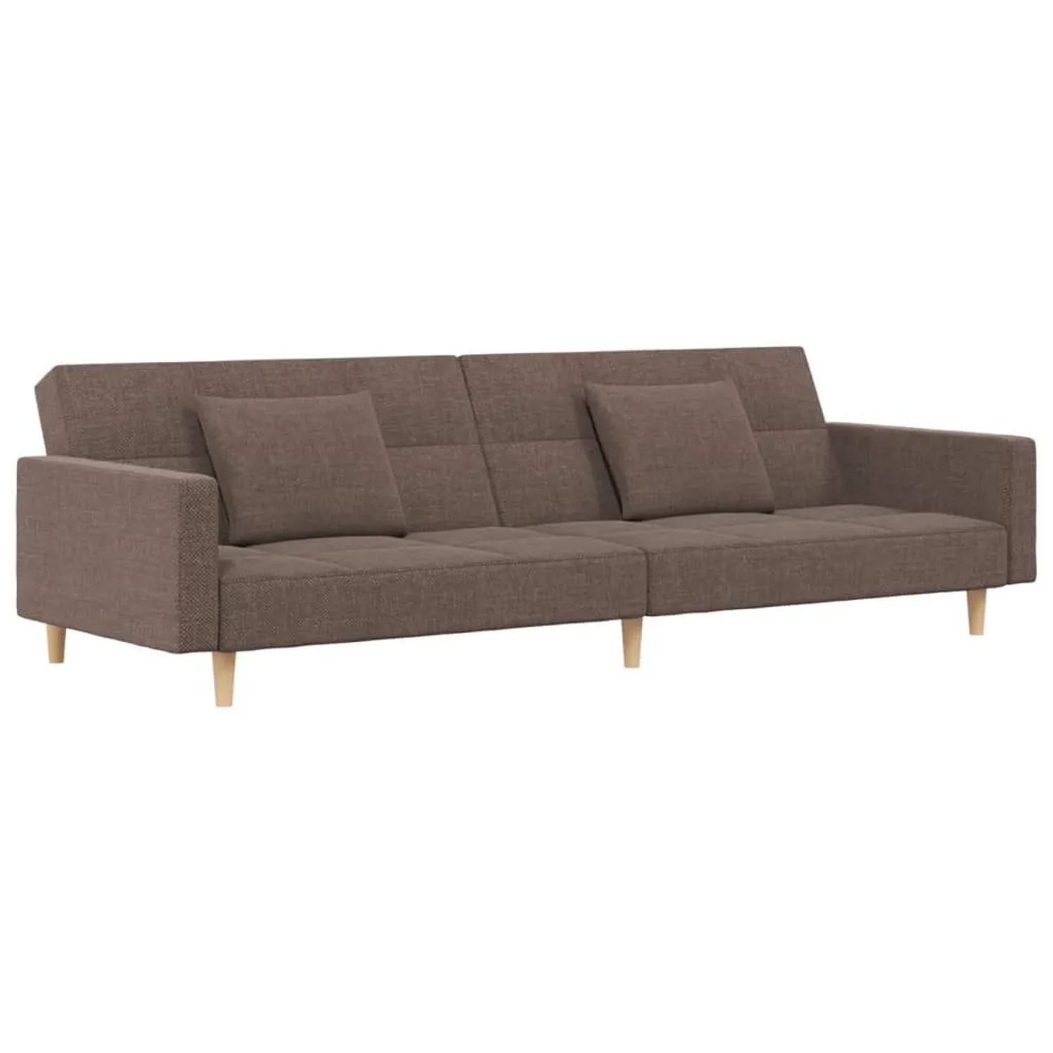 vidaXL Schlafsofa 2-Sitzer mit 2 Kissen Taupe Stoff 375805